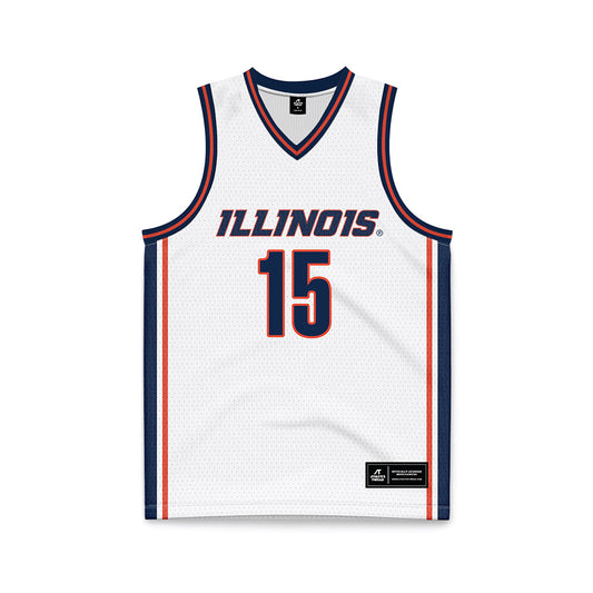 Illinois - NCAA Men's Basketball : Jake Davis - White Basketball Jersey-0