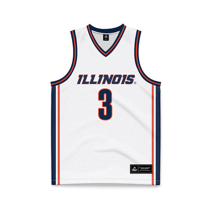 Illinois - NCAA Men's Basketball : Benjamin Humrichous - White Basketball Jersey-0