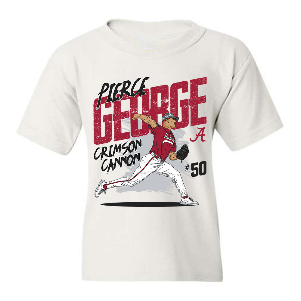 Alabama - NCAA Baseball :  Pierce George  x Roll Tide Willie -  Youth tshirt Individual Caricature