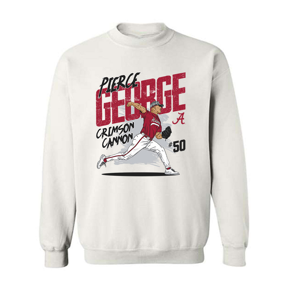 Alabama - NCAA Baseball :  Pierce George  x Roll Tide Willie -  Crewneck Sweatshirt Individual Caricature