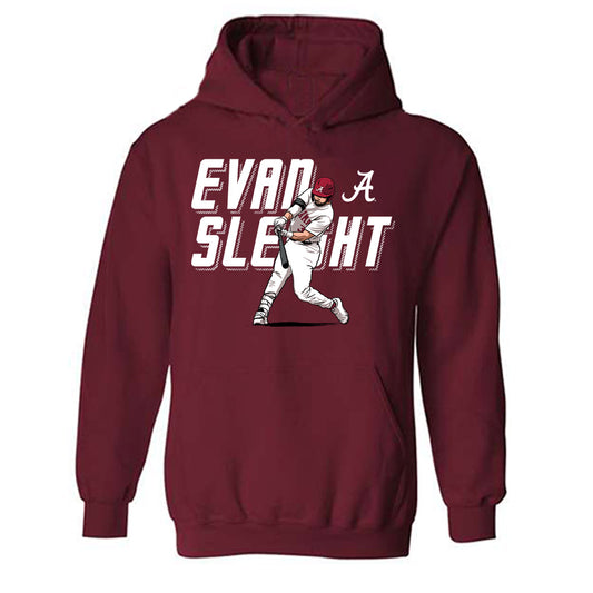 Alabama - NCAA Baseball :  Evan Sleight  x Roll Tide Willie -  Hooded Sweatshirt Individual Caricature