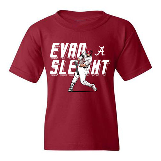 Alabama - NCAA Baseball :  Evan Sleight  x Roll Tide Willie -  Youth tshirt Individual Caricature