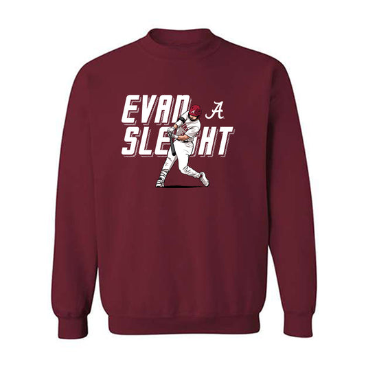 Alabama - NCAA Baseball :  Evan Sleight  x Roll Tide Willie -  Crewneck Sweatshirt Individual Caricature