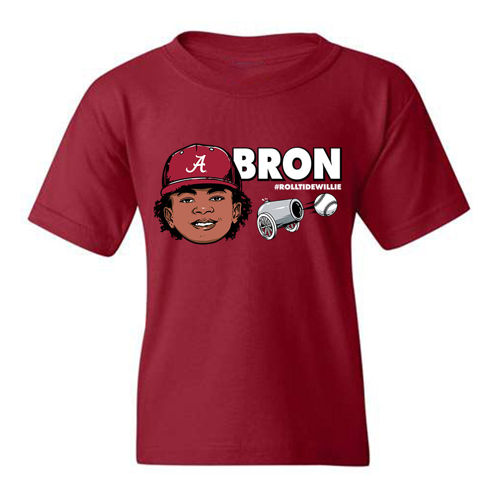 Alabama - NCAA Baseball :  Justin Lebron  x Roll Tide Willie -  Youth tshirt Individual Caricature