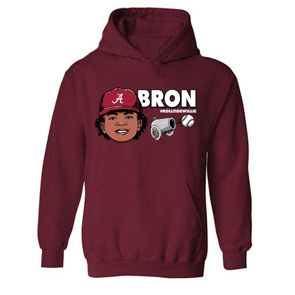 Alabama - NCAA Baseball :  Justin Lebron  x Roll Tide Willie -  Hooded Sweatshirt Individual Caricature