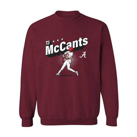 Alabama - NCAA Baseball :  TJ McCants  x Roll Tide Willie -  Crewneck Sweatshirt Individual Caricature