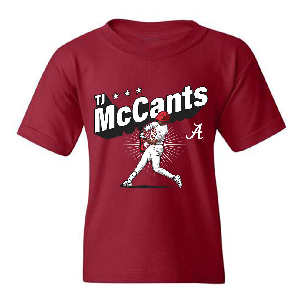 Alabama - NCAA Baseball :  TJ McCants  x Roll Tide Willie -  Youth tshirt Individual Caricature