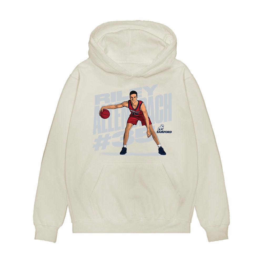 Samford - NCAA Men's Basketball : Riley Allenspach - Caricature Premium Hooded Sweatshirt-0