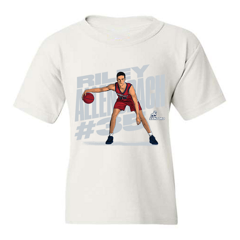 Samford - NCAA Men's Basketball : Riley Allenspach - Caricature Youth T-Shirt-0