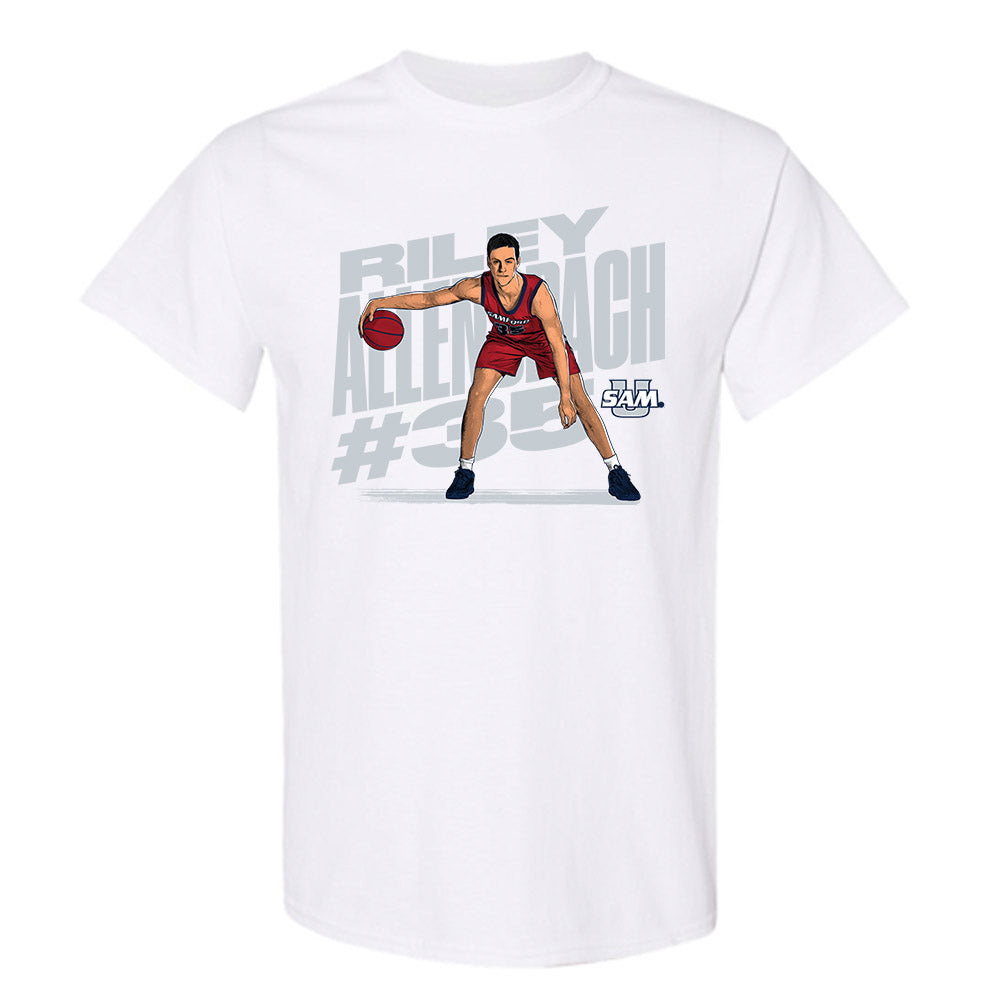 Samford - NCAA Men's Basketball : Riley Allenspach - T-Shirt Player Illustration