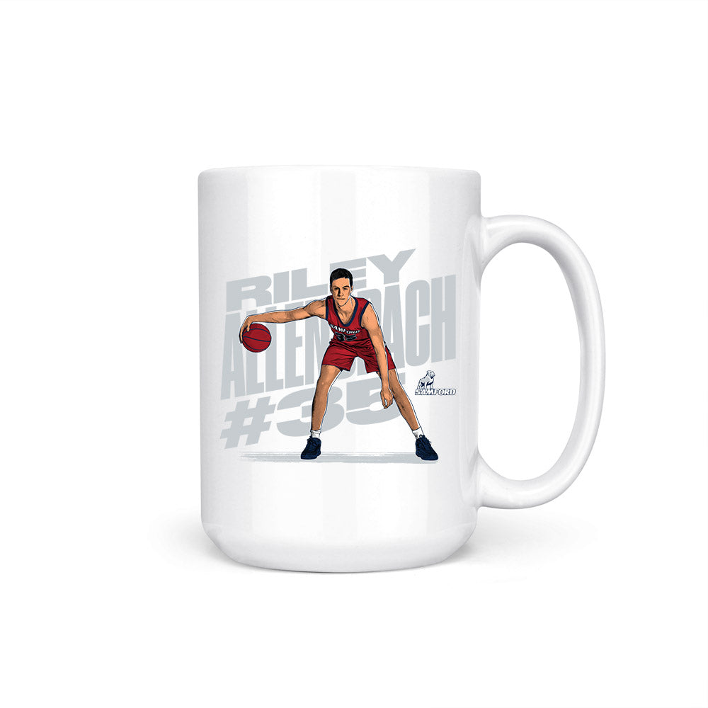 Samford - NCAA Men's Basketball : Riley Allenspach - Caricature Coffee Mug-0