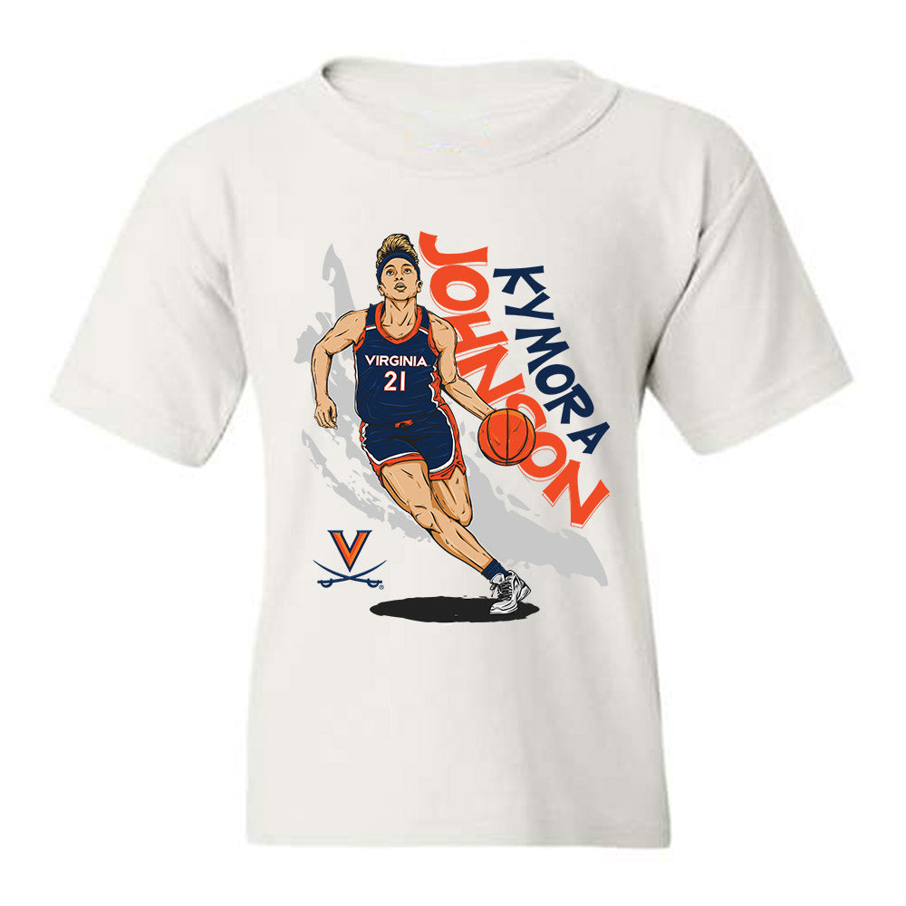 Virginia - NCAA Women's Basketball : Kymora Johnson - Youth T-Shirt Individual Caricature