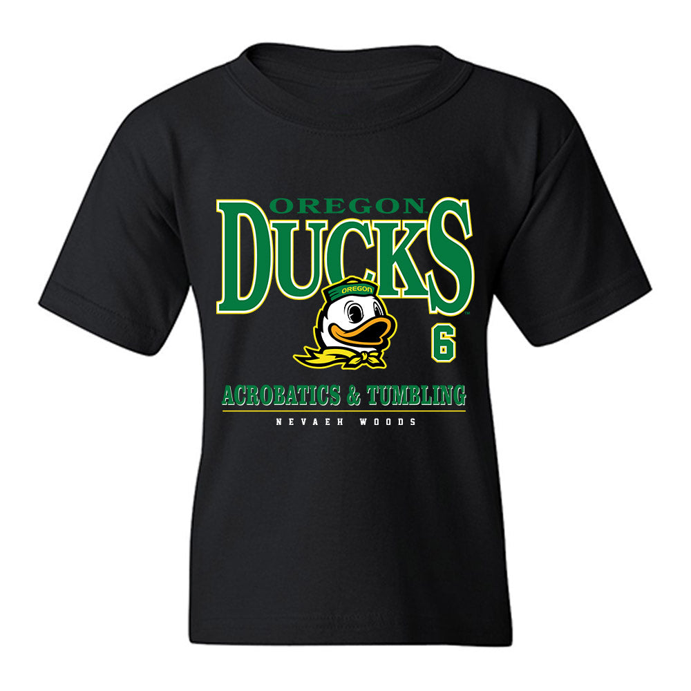 Oregon - NCAA Acrobatics & Tumbling : Nevaeh Woods - Classic Fashion Shersey Youth T-Shirt-0
