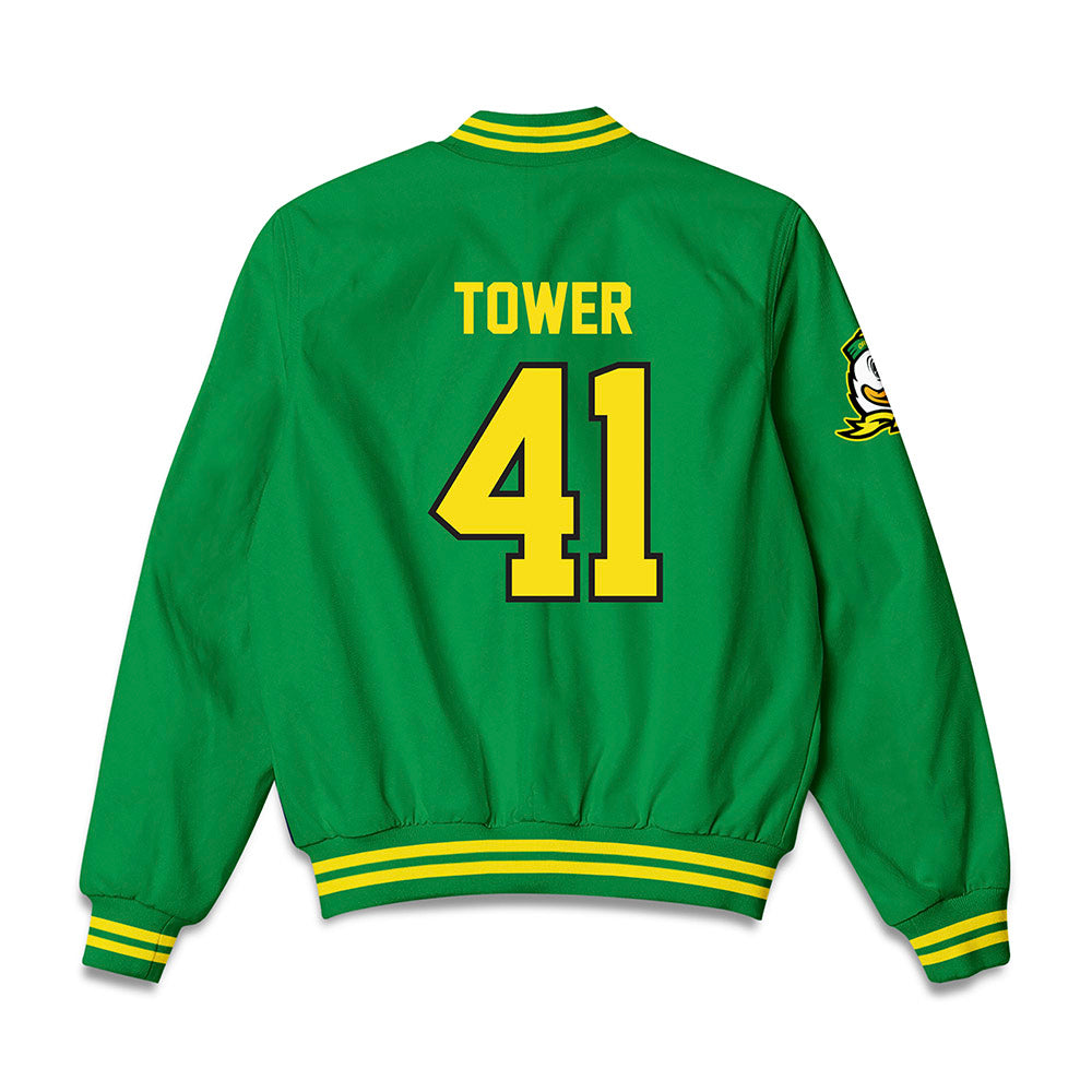 Oregon - NCAA Acrobatics & Tumbling : Mailee Tower - Bomber Jacket-1