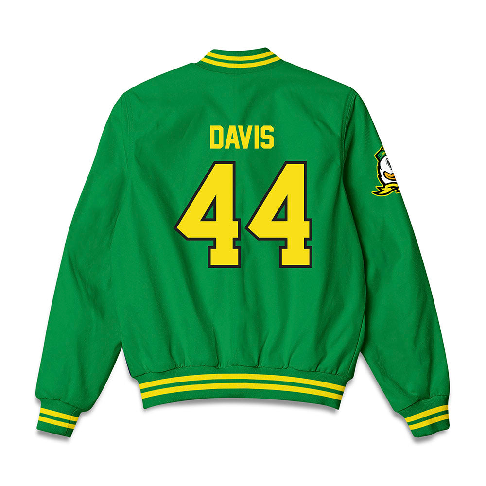Oregon - NCAA Acrobatics & Tumbling : Logan Davis - Bomber Jacket-1