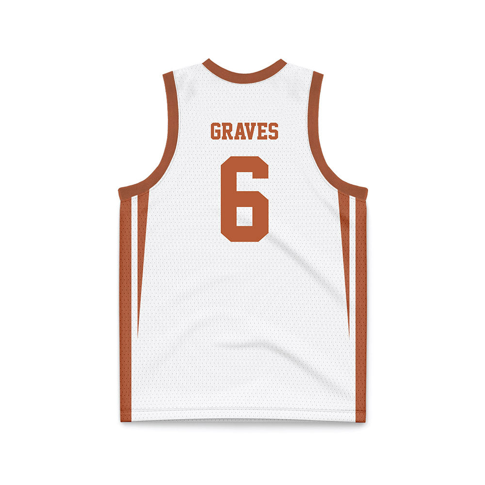 Texas - NCAA Women's Basketball : Sarah Graves - White Basketball Jersey-1