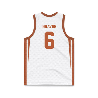 Texas - NCAA Women's Basketball : Sarah Graves - White Basketball Jersey-1