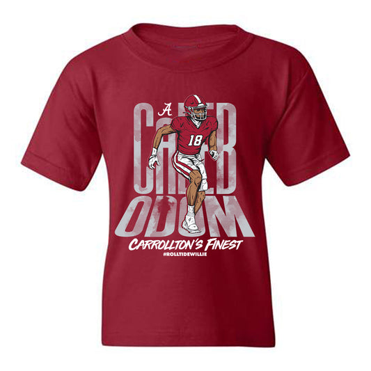 Alabama - NCAA Football :  Caleb Odom  x Roll Tide Willie -  Youth tshirt Individual Caricature