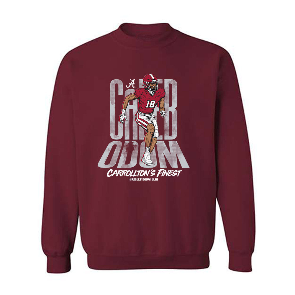 Alabama - NCAA Football :  Caleb Odom  x Roll Tide Willie -  Crewneck Sweatshirt Individual Caricature