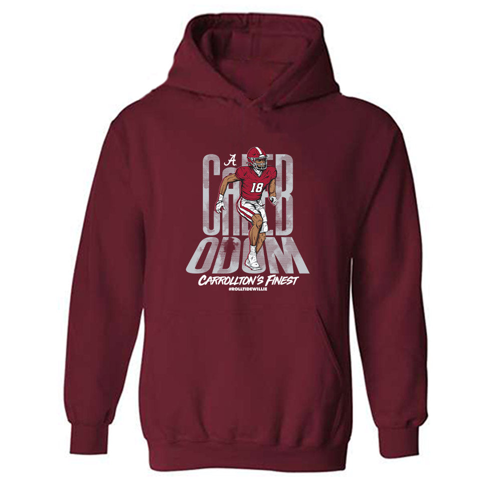 Alabama - NCAA Football :  Caleb Odom  x Roll Tide Willie -  Hooded Sweatshirt Individual Caricature