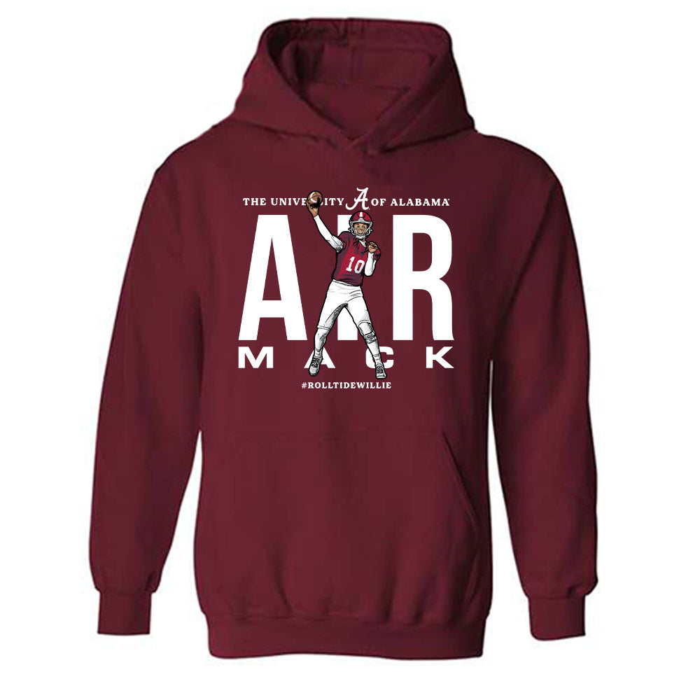 Alabama - NCAA Football :  Austin Mack  x Roll Tide Willie -  Hooded Sweatshirt Individual Caricature