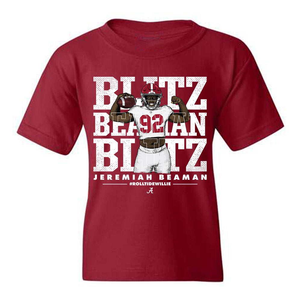 Alabama - NCAA Football :  Jeremiah Beaman  x Roll Tide Willie -  Youth tshirt Individual Caricature