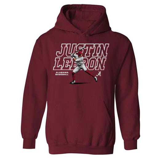 Alabama - NCAA Baseball :  Justin Lebron  x Roll Tide Willie -  Hooded Sweatshirt Individual Caricature