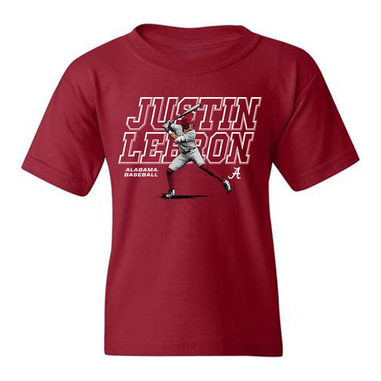 Alabama - NCAA Baseball :  Justin Lebron  x Roll Tide Willie -  Youth tshirt Individual Caricature