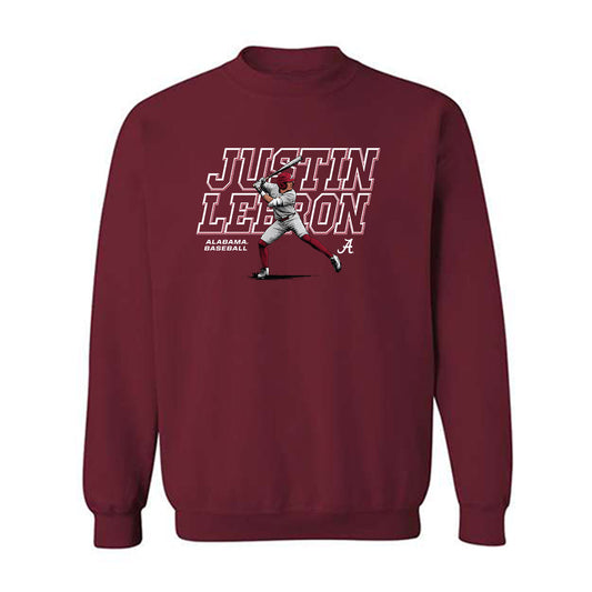 Alabama - NCAA Baseball :  Justin Lebron  x Roll Tide Willie -  Crewneck Sweatshirt Individual Caricature