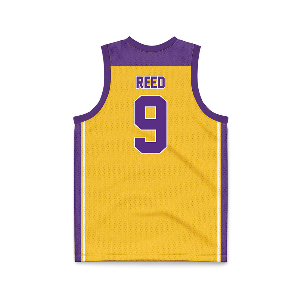 LSU - NCAA Men's Basketball : Jalen Reed - Gold Basketball Jersey-1