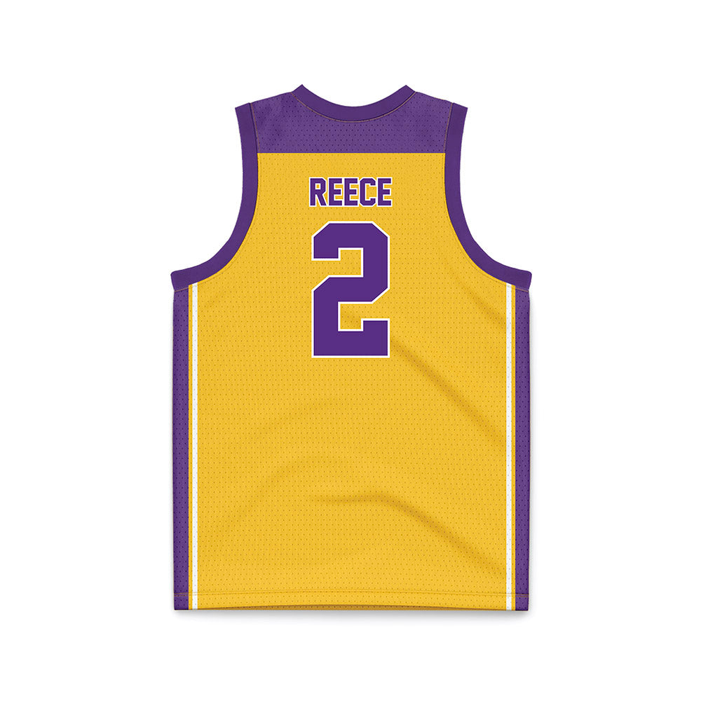 LSU - NCAA Men's Basketball : Jalen Reece - Gold Basketball Jersey-1