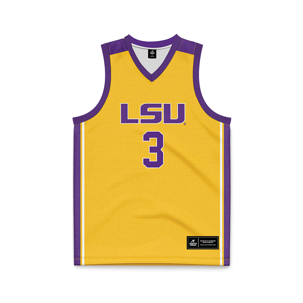 LSU - NCAA Men's Basketball : Max Mackinnon - Gold Basketball Jersey-0