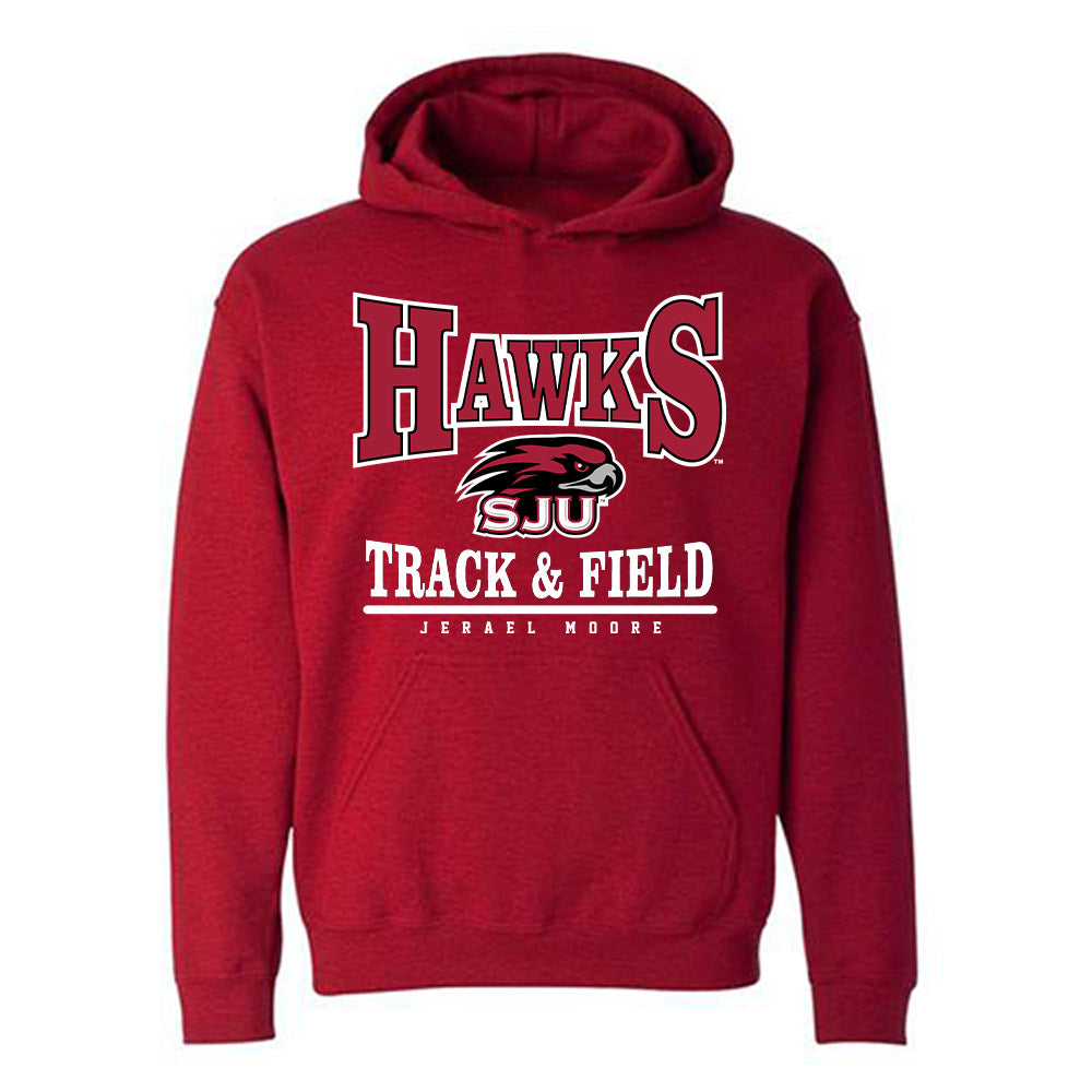 St. Joe's - NCAA Men's Track & Field : Jerael Moore - Classic Fashion Shersey Hooded Sweatshirt-0