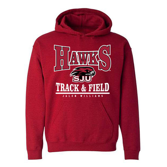 St. Joe's - NCAA Men's Track & Field : Jalen Williams - Classic Fashion Shersey Hooded Sweatshirt-0