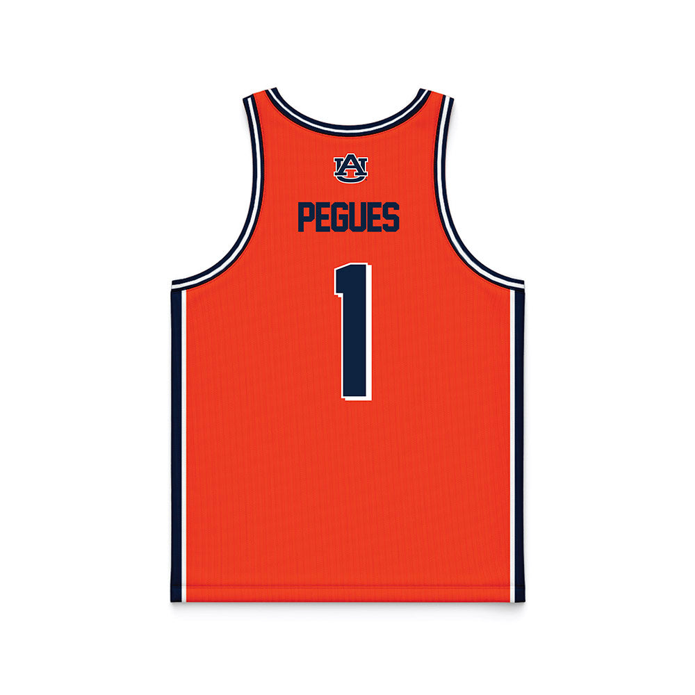 Auburn - NCAA Men's Basketball : JP Pegues - Orange Basketball Jersey