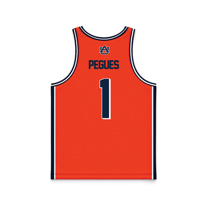 Auburn - NCAA Men's Basketball : JP Pegues - Orange Basketball Jersey