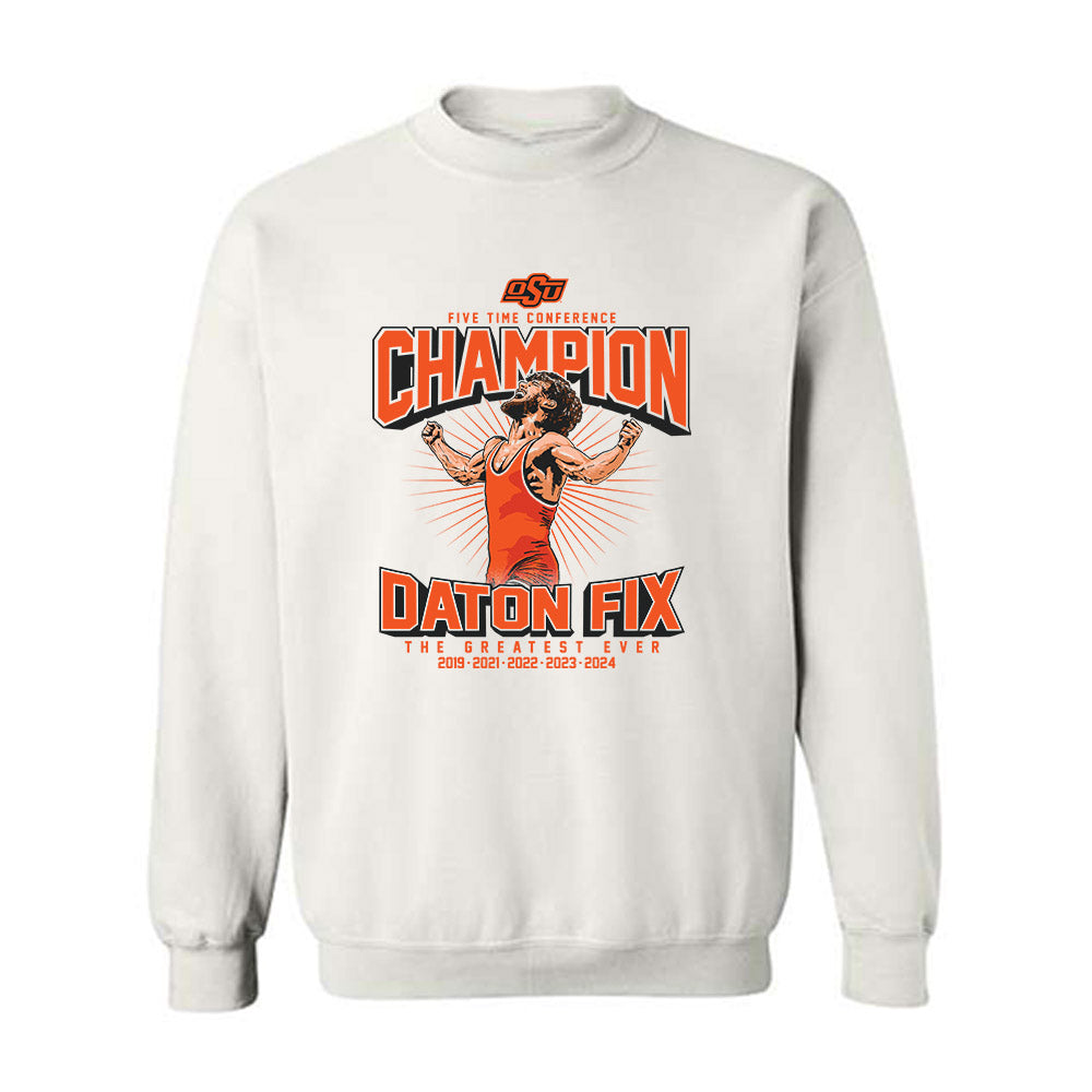 Oklahoma State - NCAA Wrestling : Daton Fix - Crewneck Sweatshirt Individual Caricature