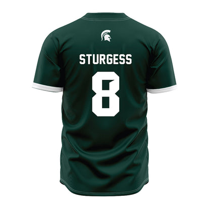 Michigan State - NCAA Baseball : Isaac Sturgess - Green Jersey-1