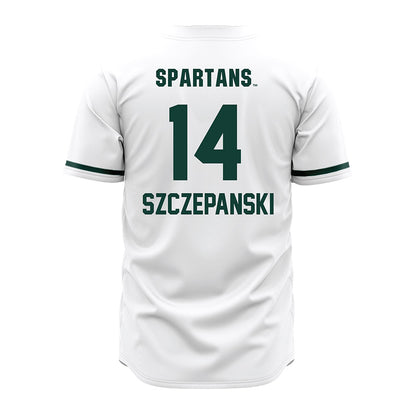 Michigan State - NCAA Baseball : Tommy Szczepanski - White Jersey-1