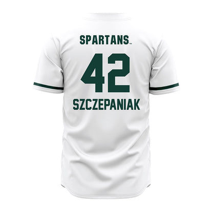 Michigan State - NCAA Baseball : Ryan Szczepaniak - White Jersey