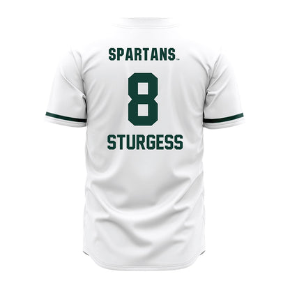 Michigan State - NCAA Baseball : Isaac Sturgess - White Jersey-1