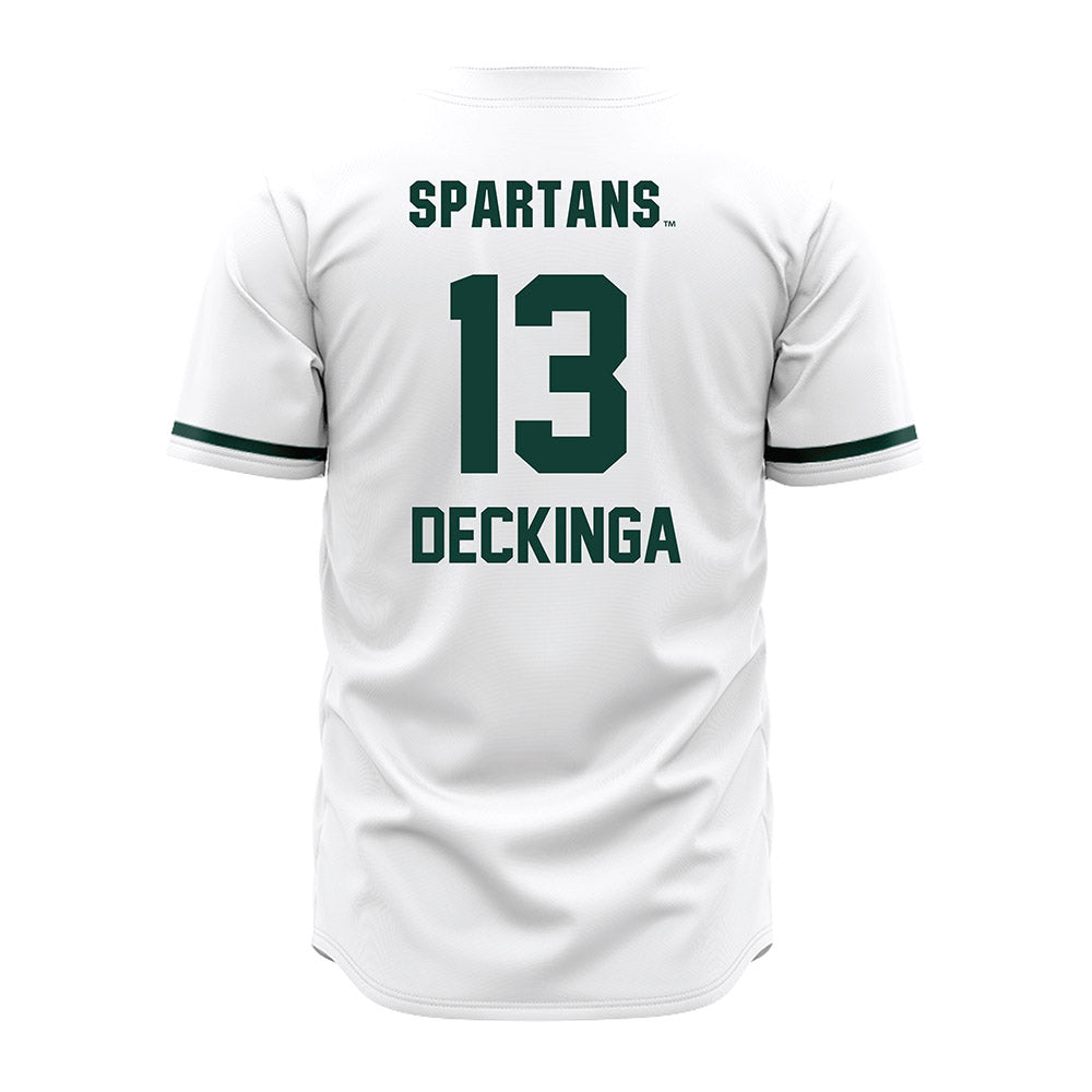 Michigan State - NCAA Baseball : CJ Deckinga - White Jersey-1