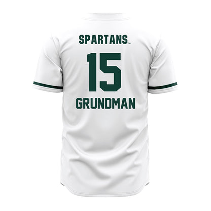 Michigan State - NCAA Baseball : Gannon Grundman - White Jersey-1