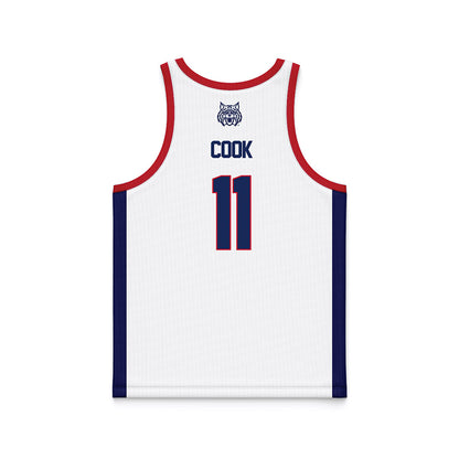 Arizona - NCAA Men's Basketball : Jackson Cook - White Basketball Jersey-1