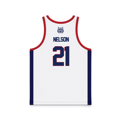 Arizona - NCAA Men's Basketball : Evan Nelson - White Basketball Jersey-1