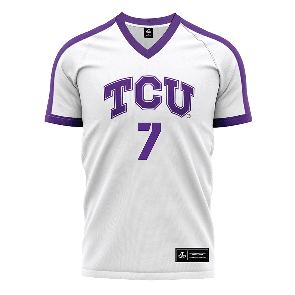 TCU - NCAA Women's Soccer : Seven Castain - White Soccer Jersey