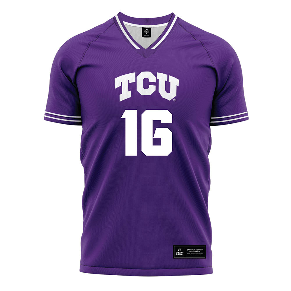 TCU - NCAA Women's Soccer : Cate Sarinopoulos - Purple Soccer Jersey