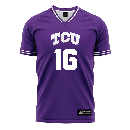 TCU - NCAA Women's Soccer : Cate Sarinopoulos - Purple Soccer Jersey