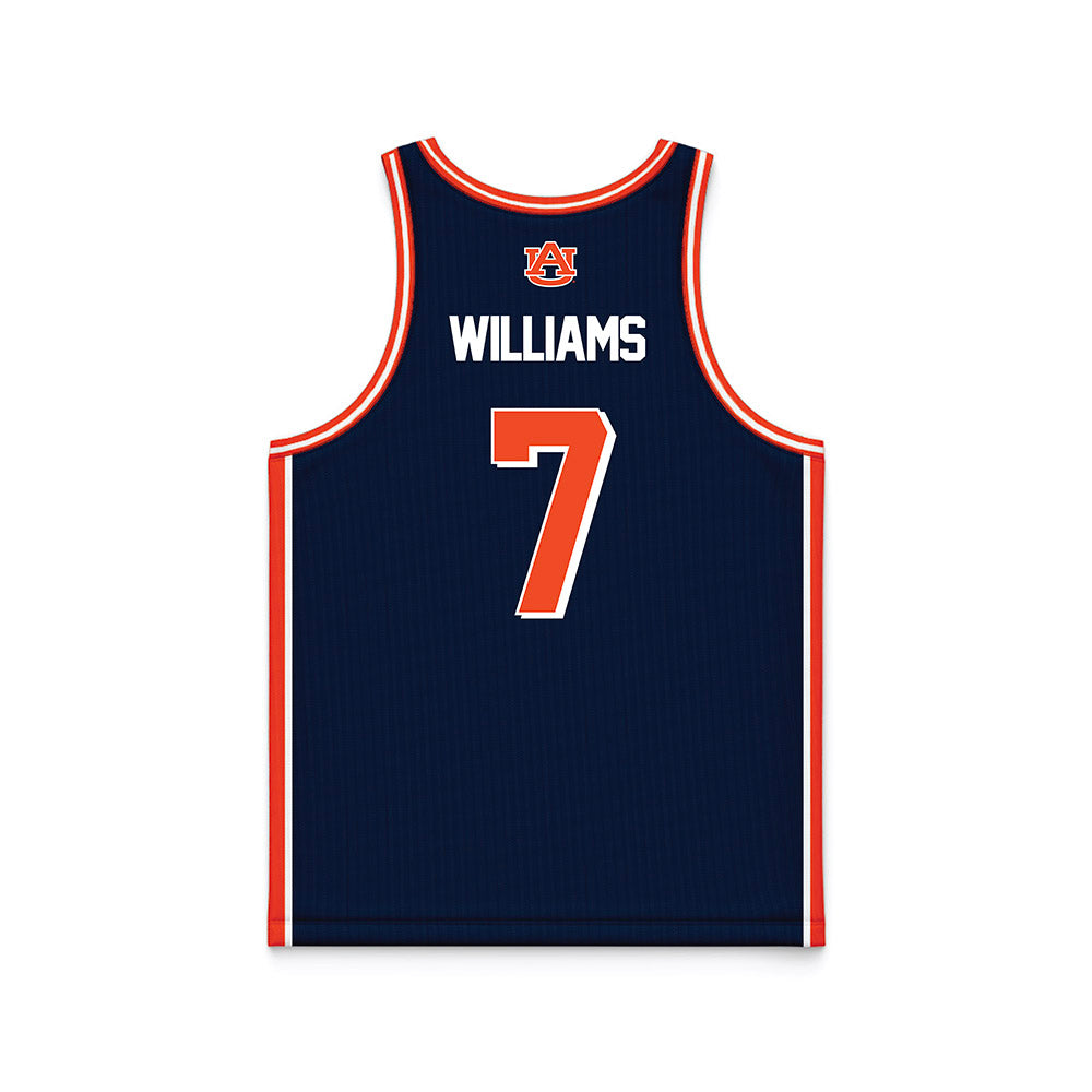 Auburn - NCAA Men's Basketball : CJ Williams - Navy Basketball Jersey-1