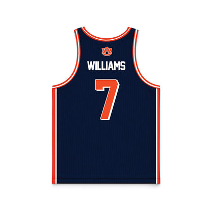 Auburn - NCAA Men's Basketball : CJ Williams - Navy Basketball Jersey-1